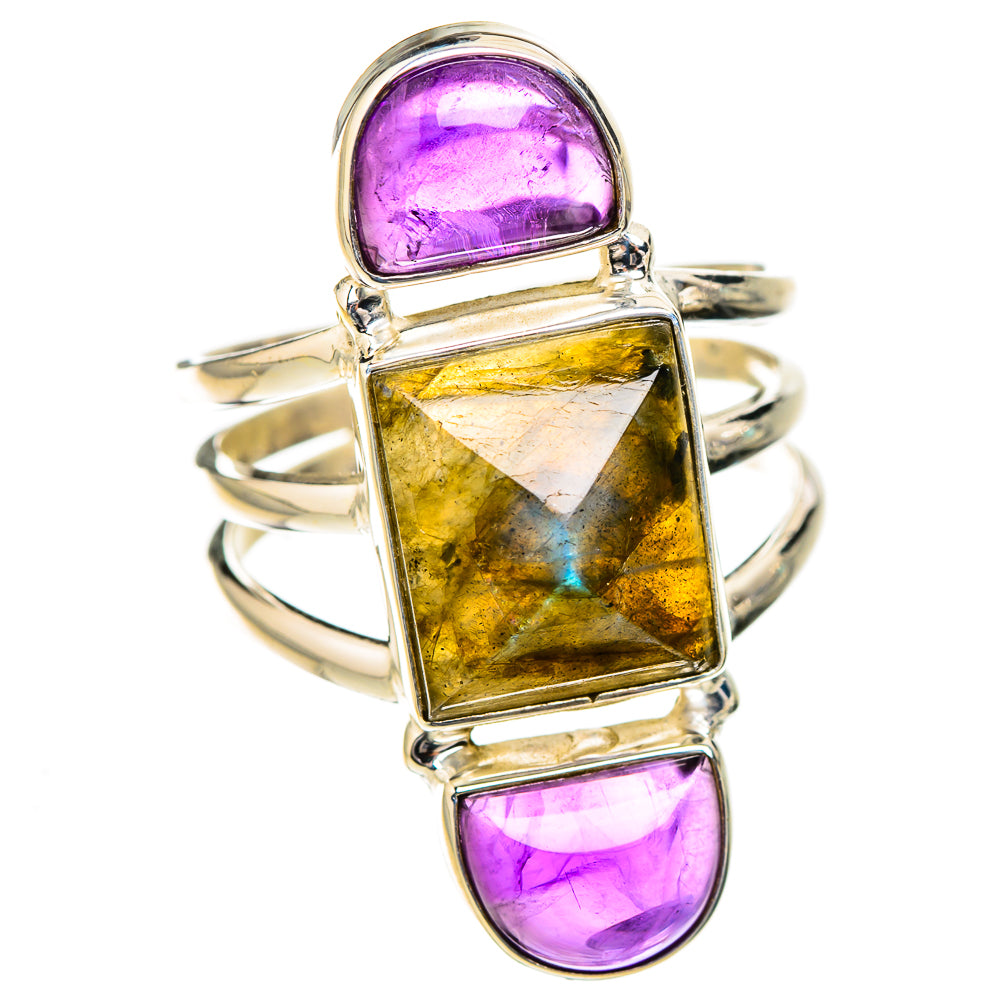 Labradorite, Amethyst Rings handcrafted by Ana Silver Co - RING126772 - Photo 2