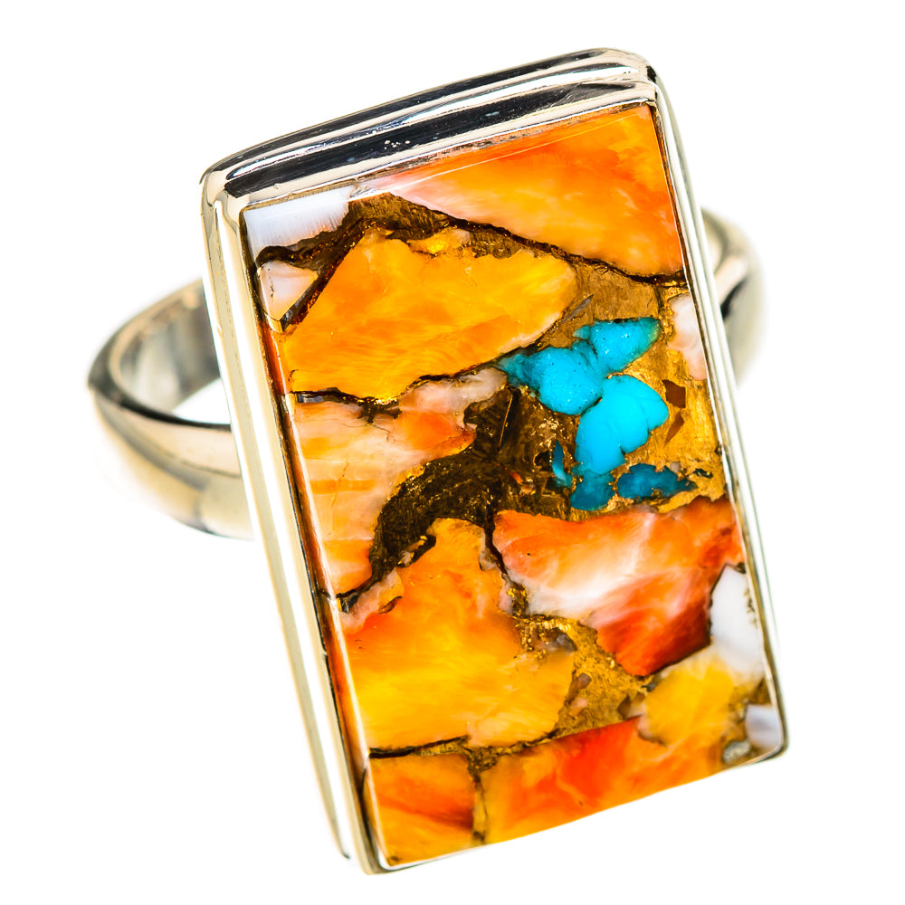Spiny Oyster Turquoise Rings handcrafted by Ana Silver Co - RING126774 - Photo 2