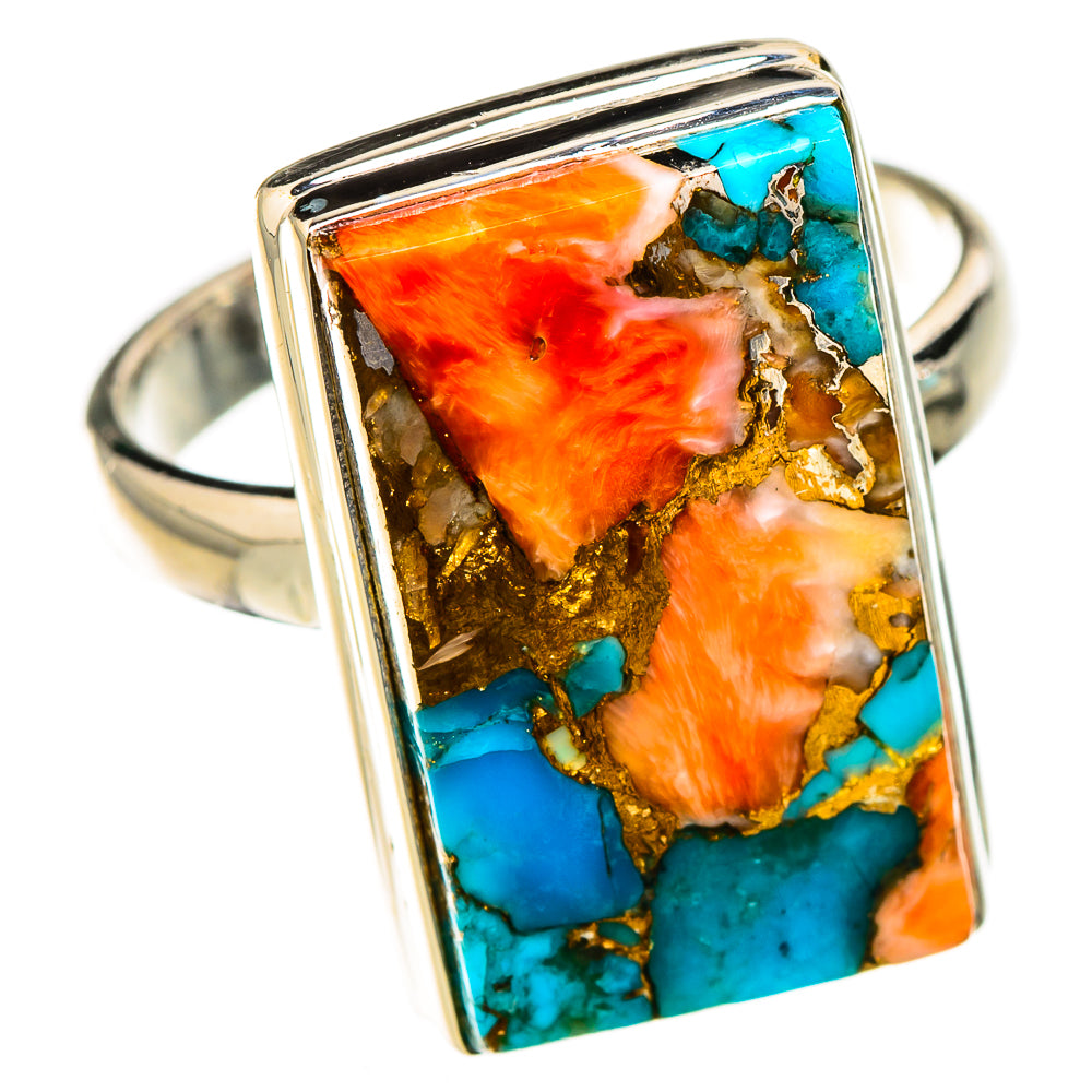 Spiny Oyster Turquoise Rings handcrafted by Ana Silver Co - RING126816 - Photo 2