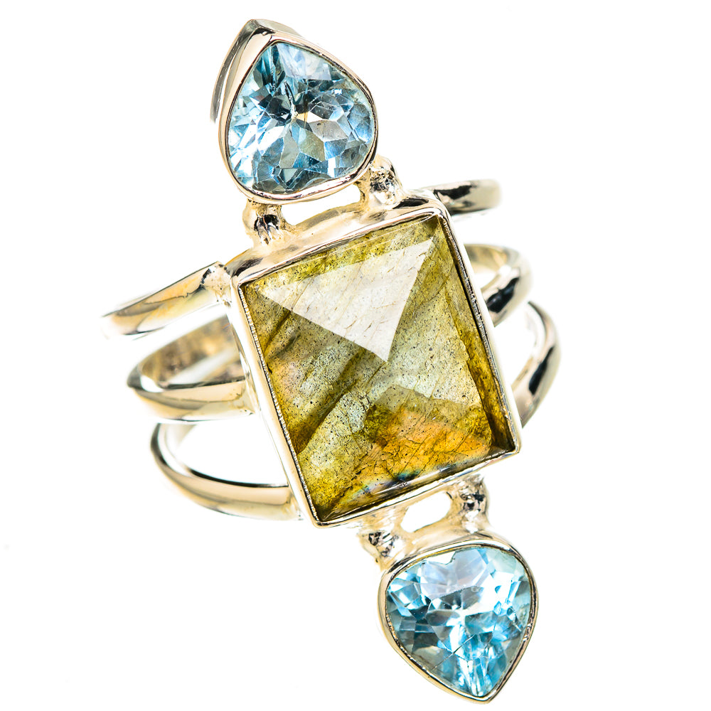Labradorite, Blue Topaz Rings handcrafted by Ana Silver Co - RING126847 - Photo 2
