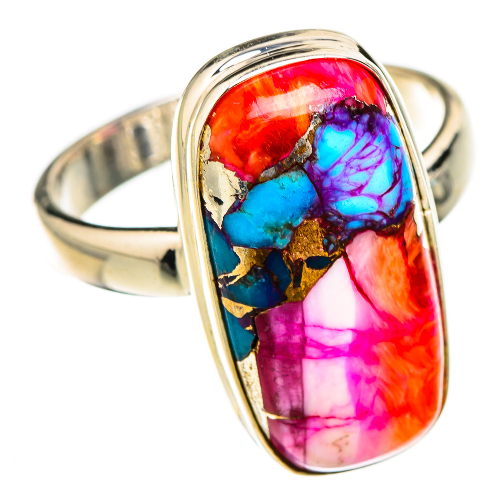 Kingman Pink Dahlia Turquoise Rings handcrafted by Ana Silver Co - RING126850 - Photo 2