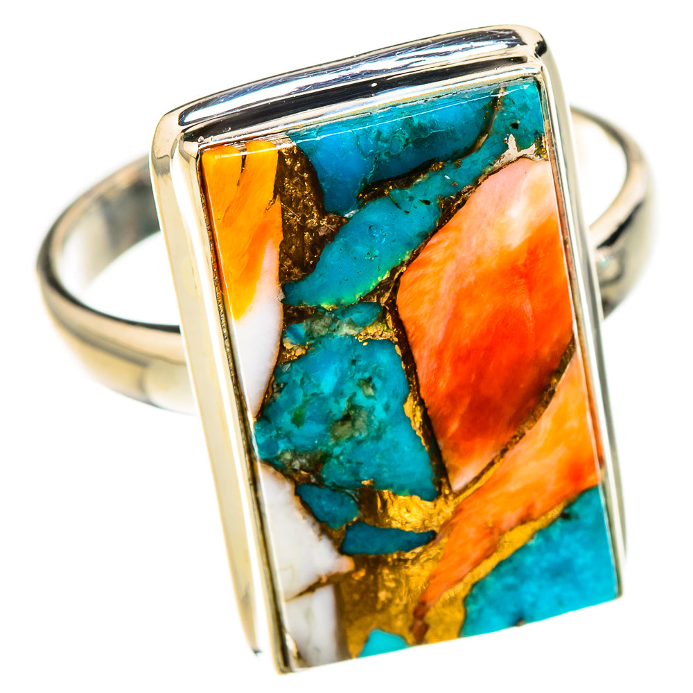 Spiny Oyster Turquoise Rings handcrafted by Ana Silver Co - RING126865 - Photo 2