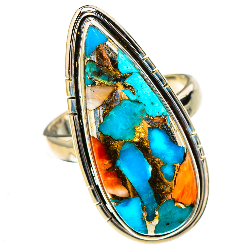 Spiny Oyster Turquoise Rings handcrafted by Ana Silver Co - RING126881 - Photo 2
