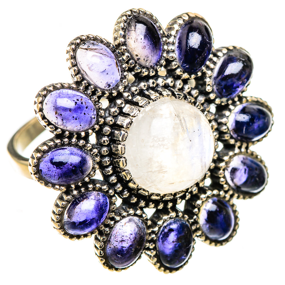 Rainbow Moonstone, Tanzanite Rings handcrafted by Ana Silver Co - RING126894 - Photo 2
