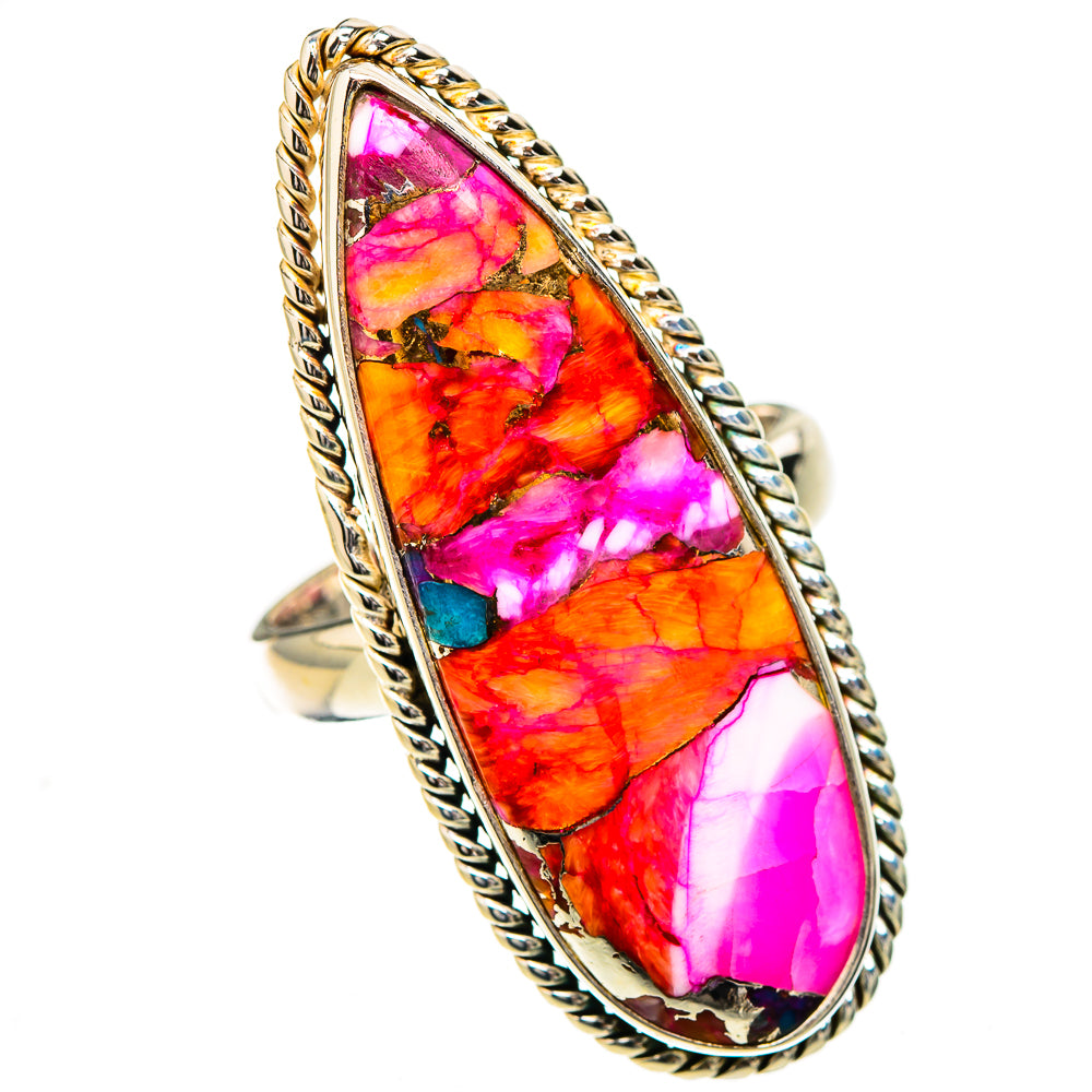 Kingman Pink Dahlia Turquoise Rings handcrafted by Ana Silver Co - RING126951 - Photo 2