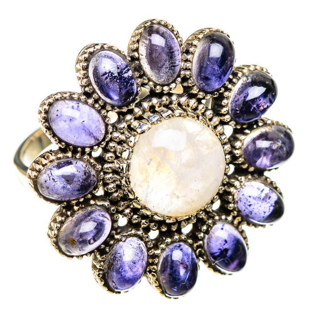 Rainbow Moonstone, Tanzanite Rings handcrafted by Ana Silver Co - RING126985 - Photo 2