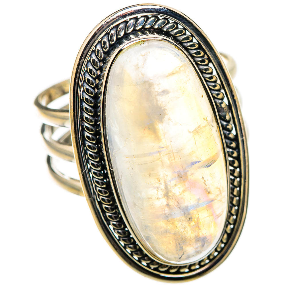 Rainbow Moonstone Rings handcrafted by Ana Silver Co - RING127012 - Photo 2