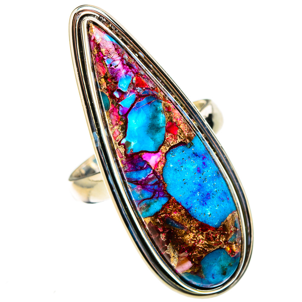 Kingman Pink Dahlia Turquoise Rings handcrafted by Ana Silver Co - RING127034 - Photo 2
