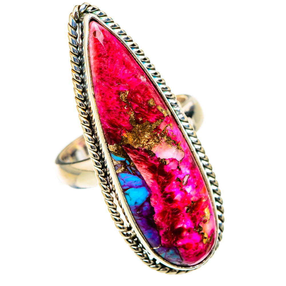 Kingman Pink Dahlia Turquoise Rings handcrafted by Ana Silver Co - RING127067 - Photo 2