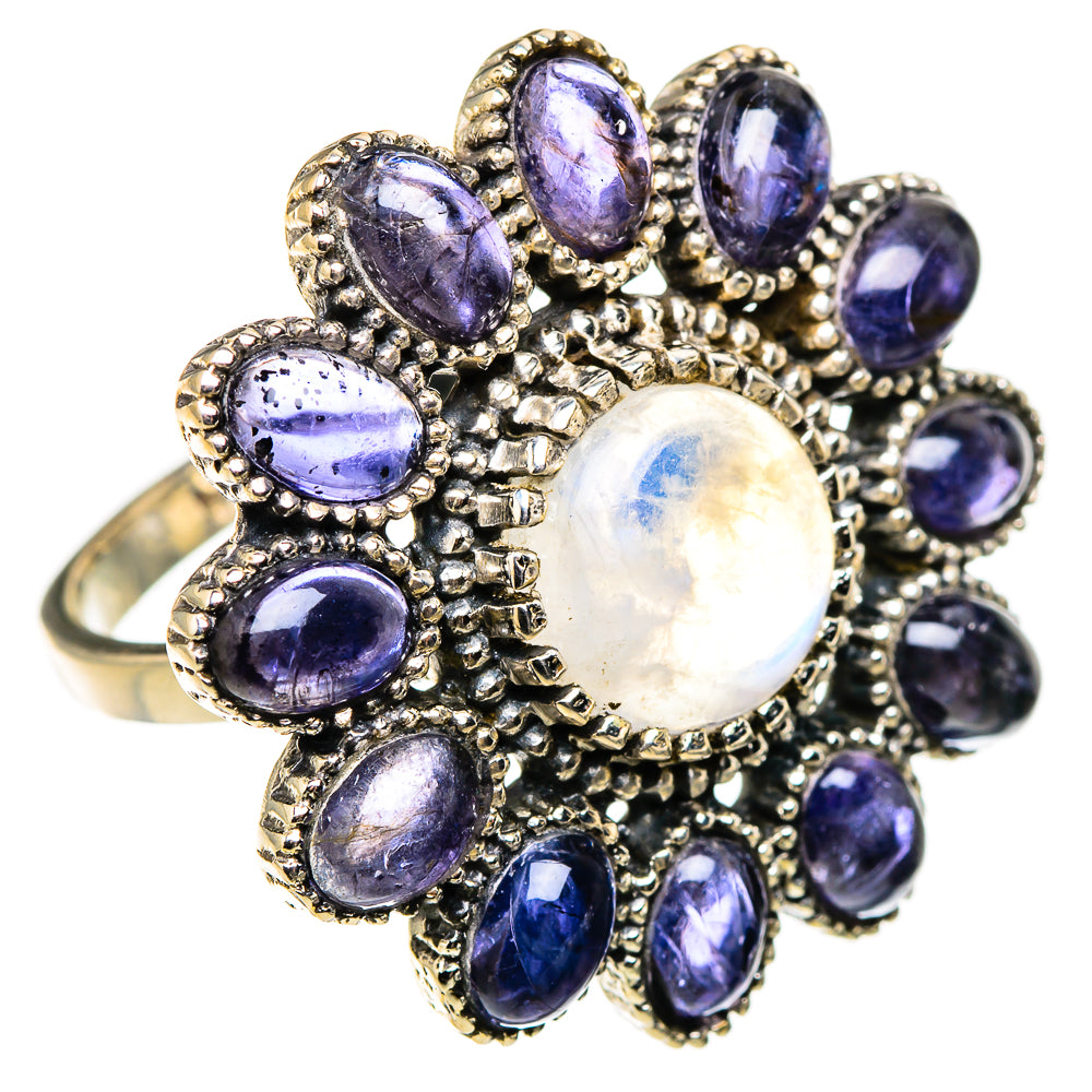 Rainbow Moonstone, Tanzanite Rings handcrafted by Ana Silver Co - RING127088 - Photo 2