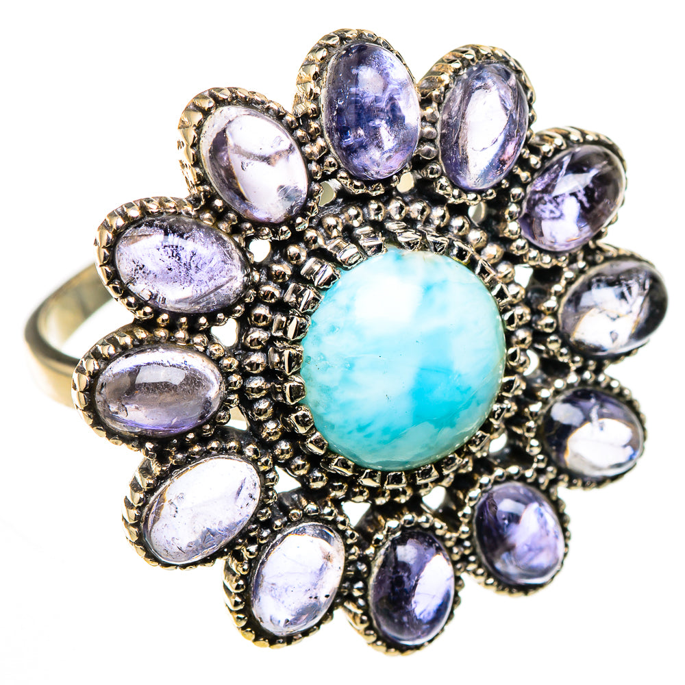 Larimar, Tanzanite Rings handcrafted by Ana Silver Co - RING127091 - Photo 2