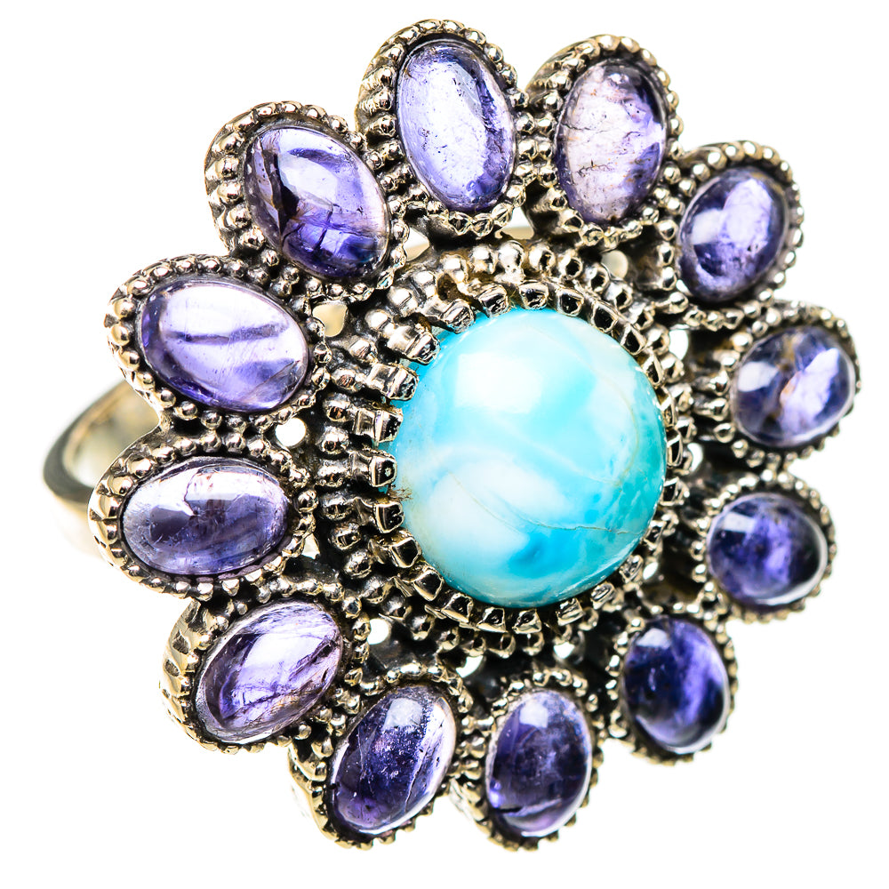 Larimar, Tanzanite Rings handcrafted by Ana Silver Co - RING127113 - Photo 2