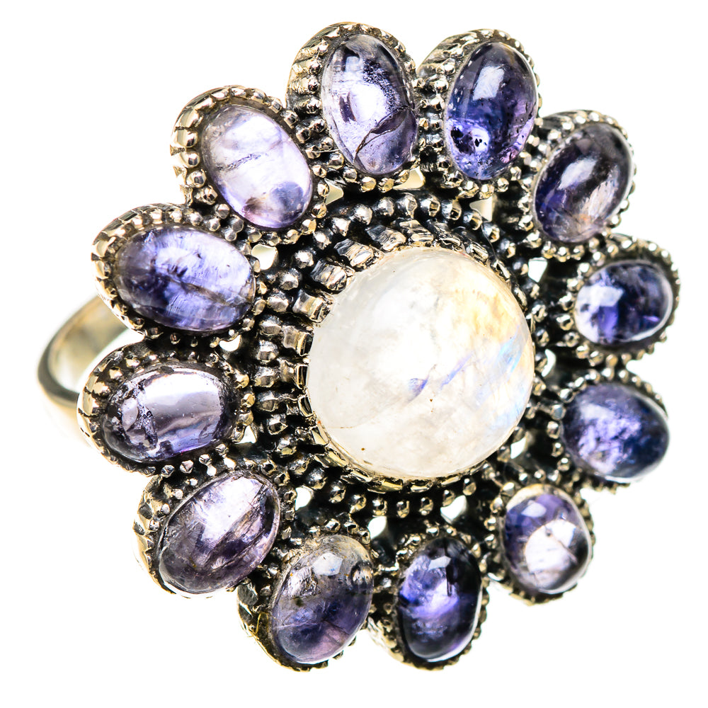 Rainbow Moonstone, Tanzanite Rings handcrafted by Ana Silver Co - RING127118 - Photo 2