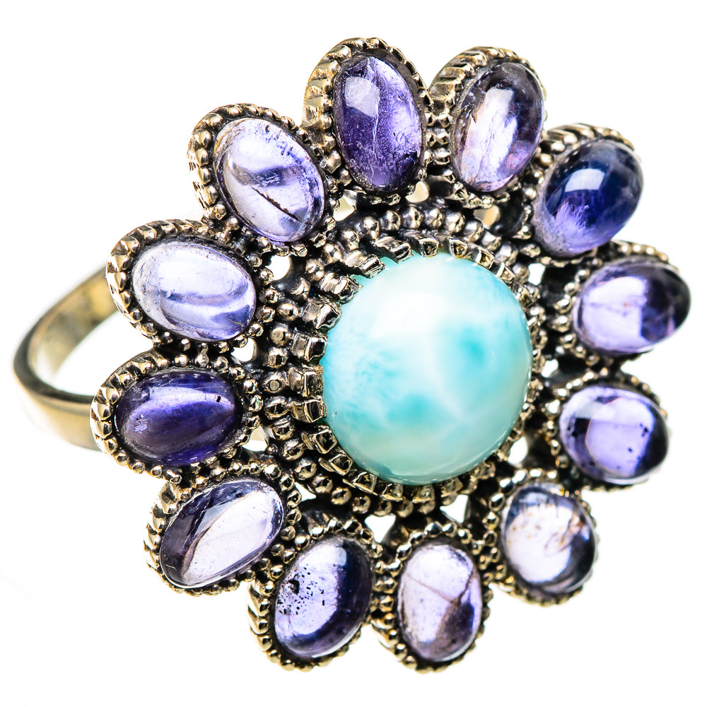 Larimar, Tanzanite Rings handcrafted by Ana Silver Co - RING127120 - Photo 2