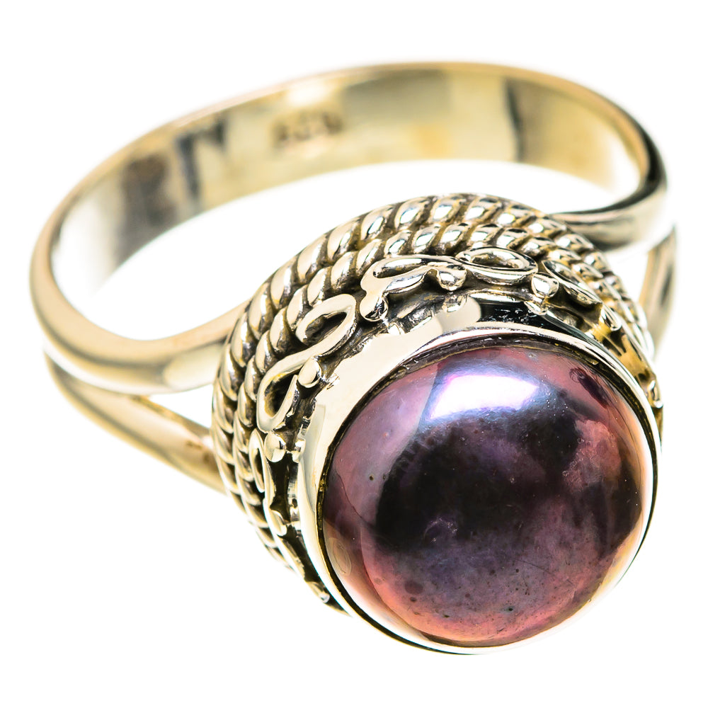 Titanium Pearl Rings handcrafted by Ana Silver Co - RING127437 - Photo 2