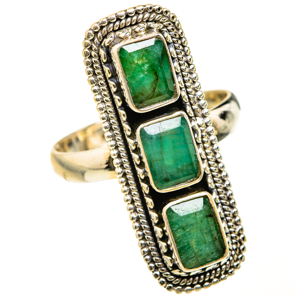 Zambian Emerald Rings handcrafted by Ana Silver Co - RING127538 - Photo 2