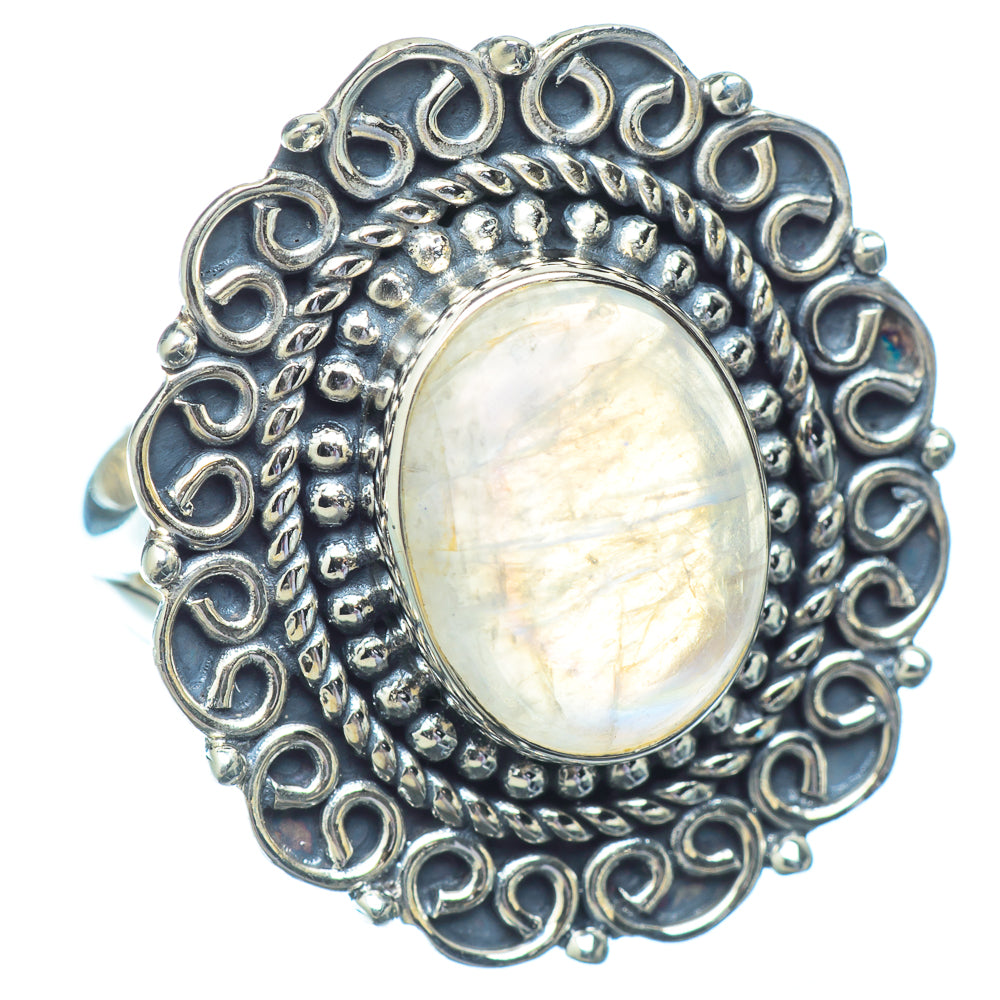 Rainbow Moonstone Rings handcrafted by Ana Silver Co - RING13007