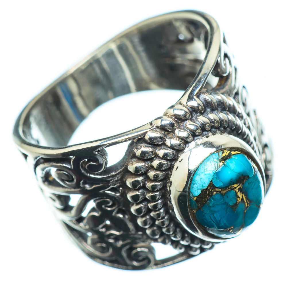 Blue Copper Composite Turquoise Rings handcrafted by Ana Silver Co - RING23684
