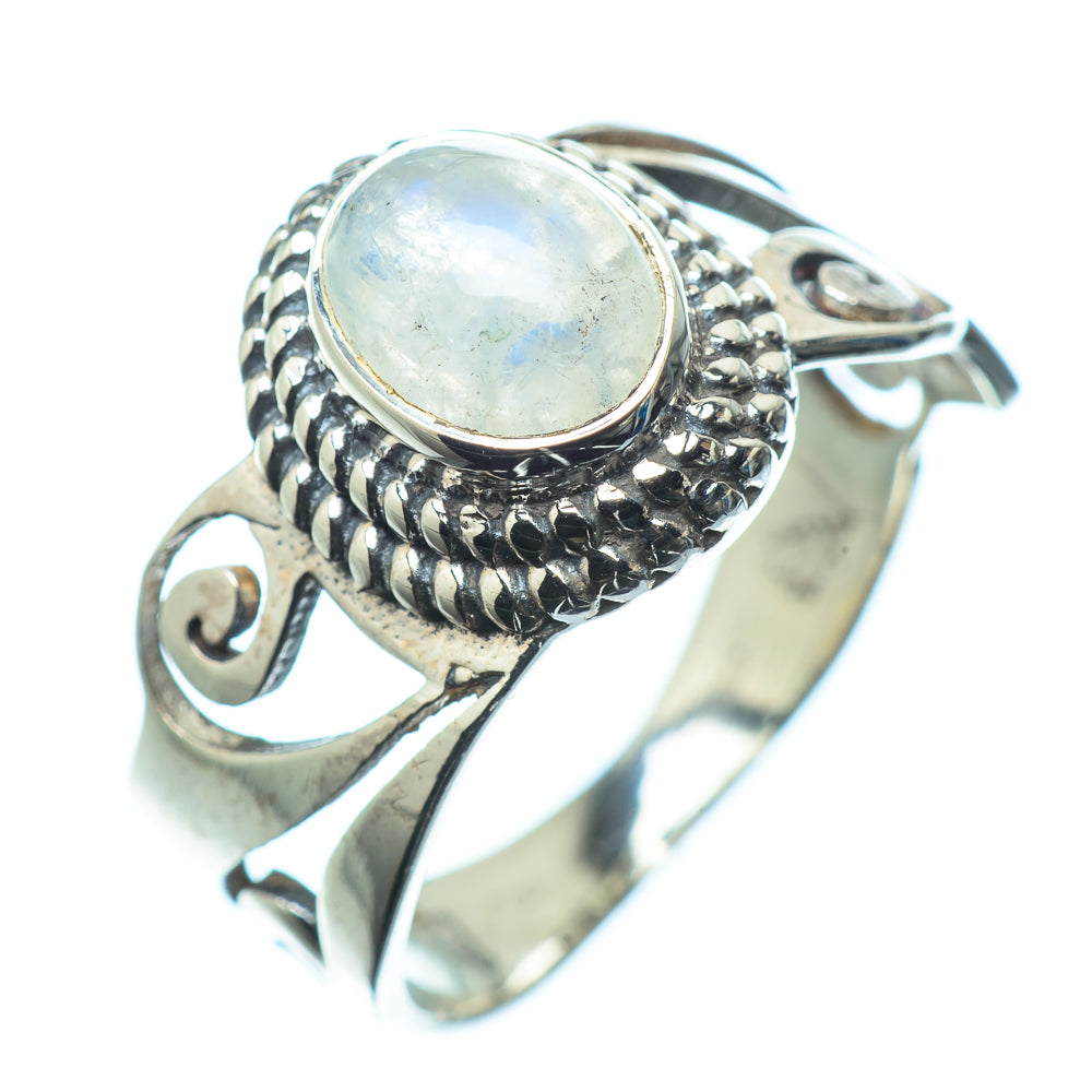 Rainbow Moonstone Rings handcrafted by Ana Silver Co - RING24008