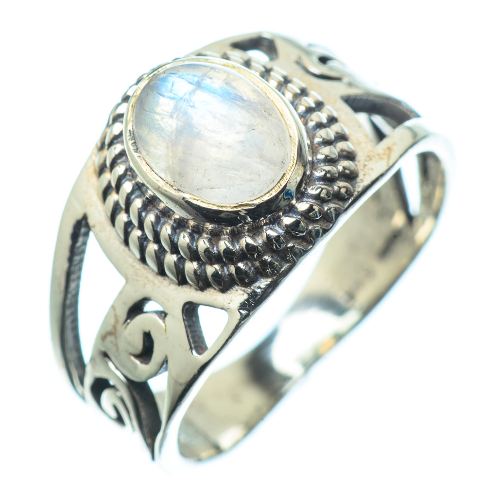 Rainbow Moonstone Rings handcrafted by Ana Silver Co - RING24208