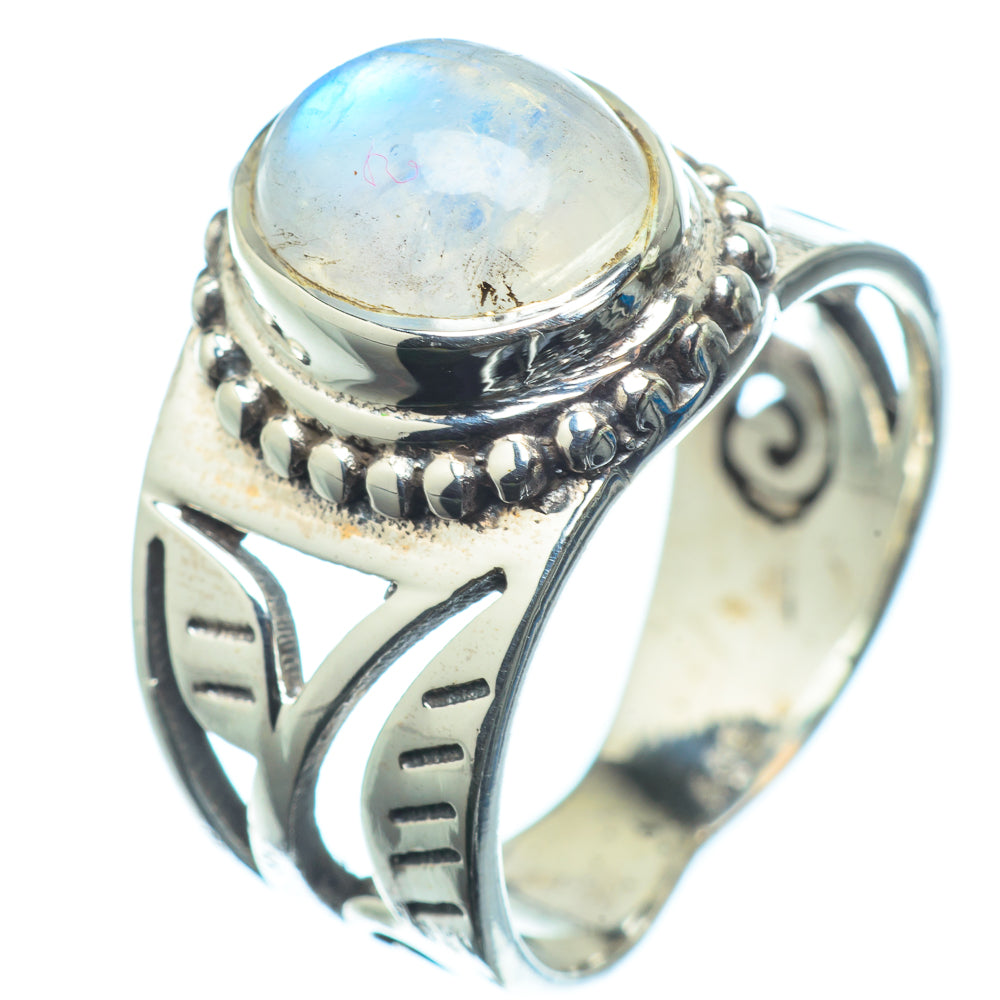 Rainbow Moonstone Rings handcrafted by Ana Silver Co - RING24475