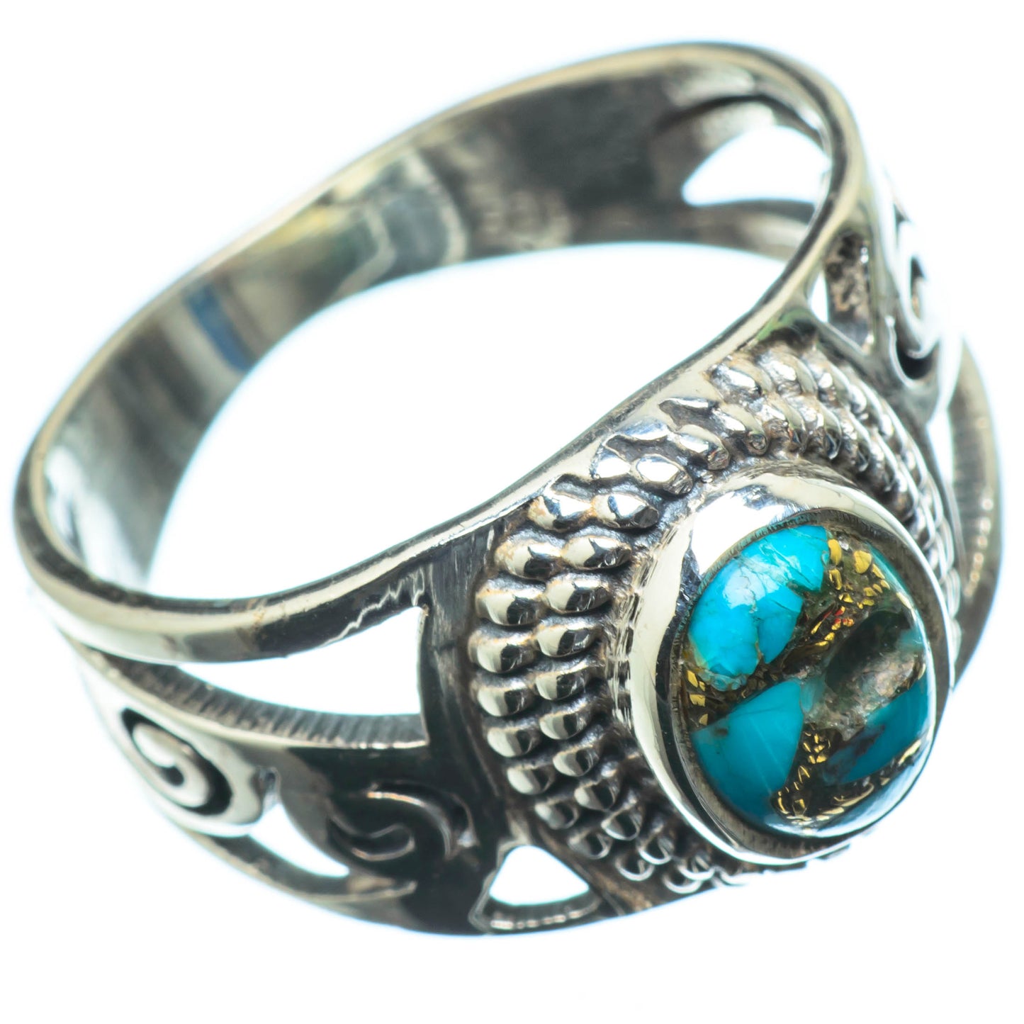 Green Copper Composite Turquoise Rings handcrafted by Ana Silver Co - RING25390