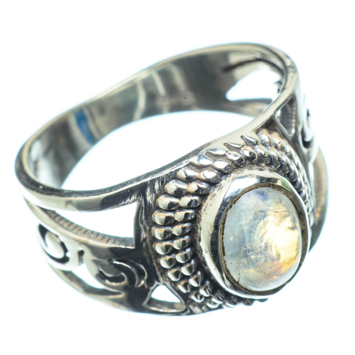 Rainbow Moonstone Rings handcrafted by Ana Silver Co - RING25854