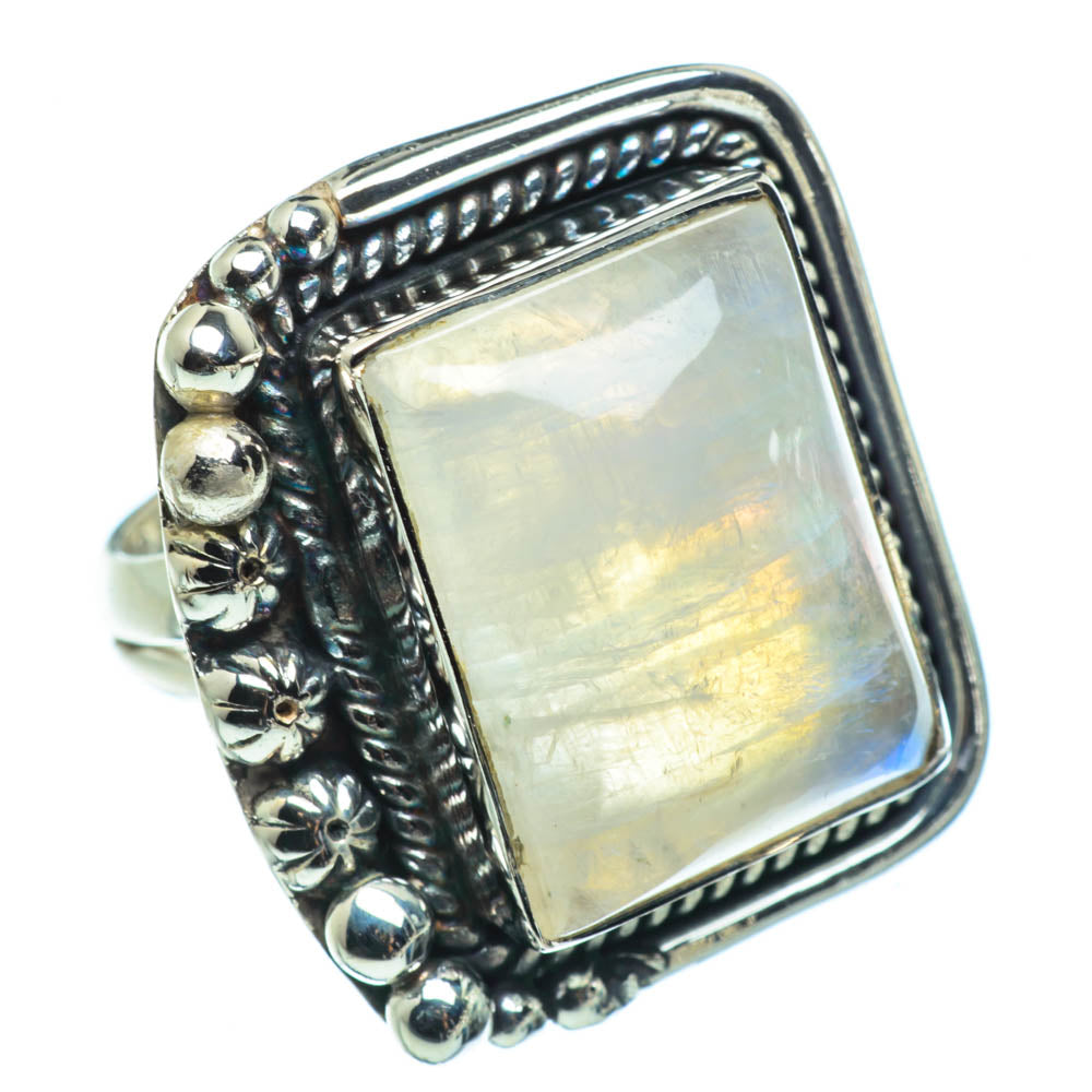 Rainbow Moonstone Rings handcrafted by Ana Silver Co - RING30341