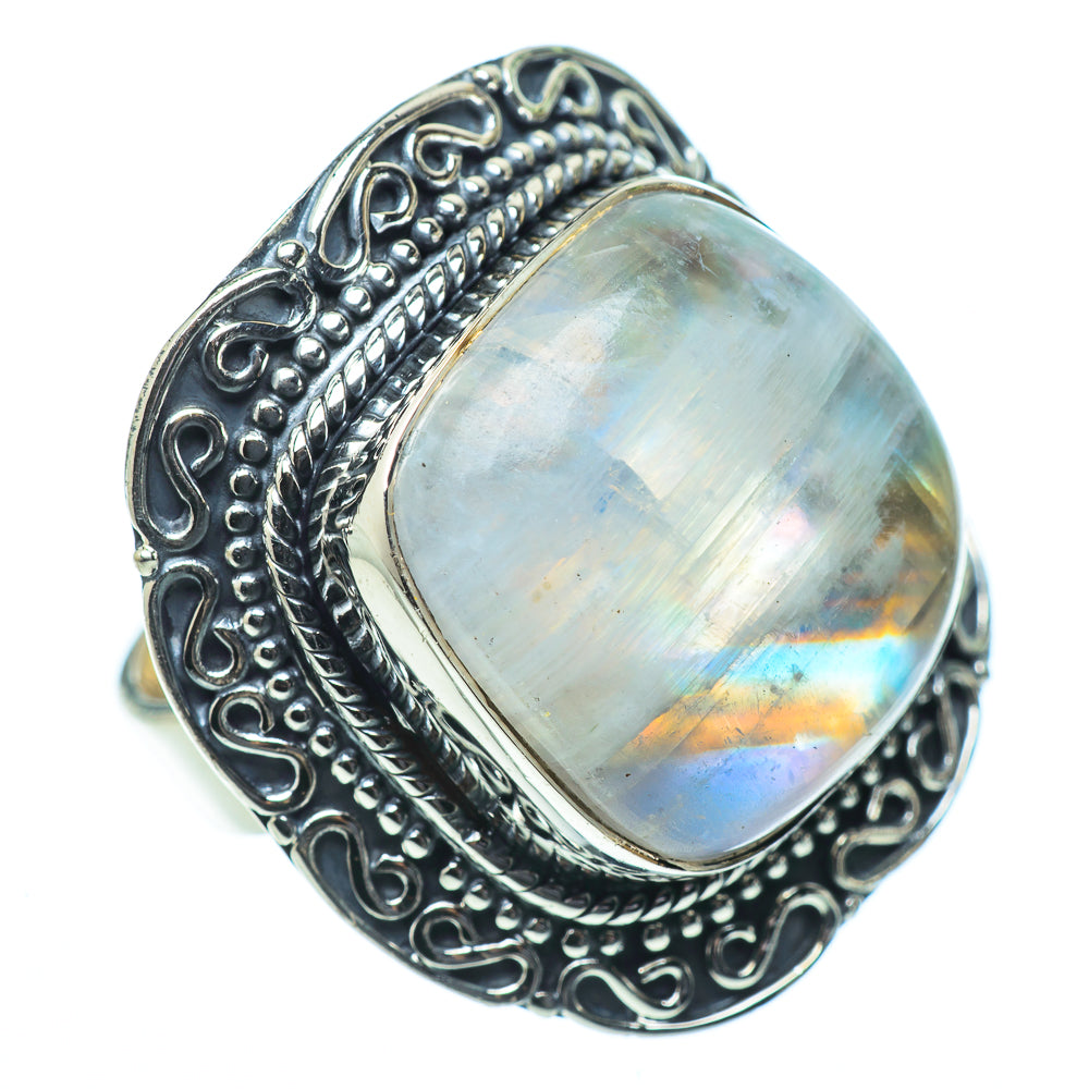 Rainbow Moonstone Rings handcrafted by Ana Silver Co - RING33609