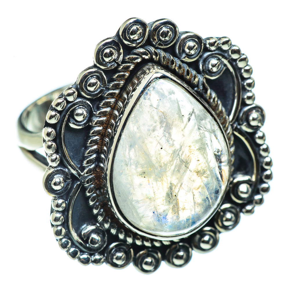 Rainbow Moonstone Rings handcrafted by Ana Silver Co - RING43618
