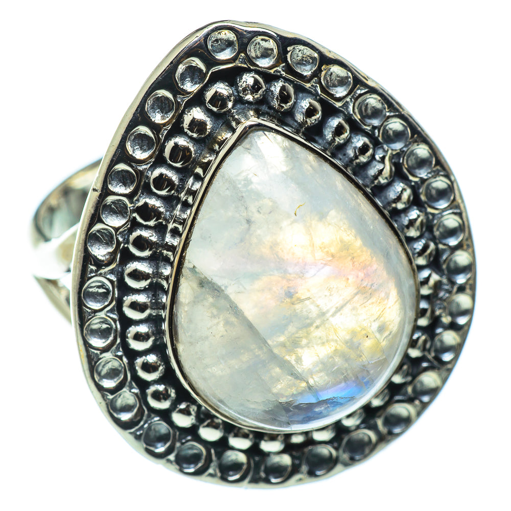 Rainbow Moonstone Rings handcrafted by Ana Silver Co - RING43661