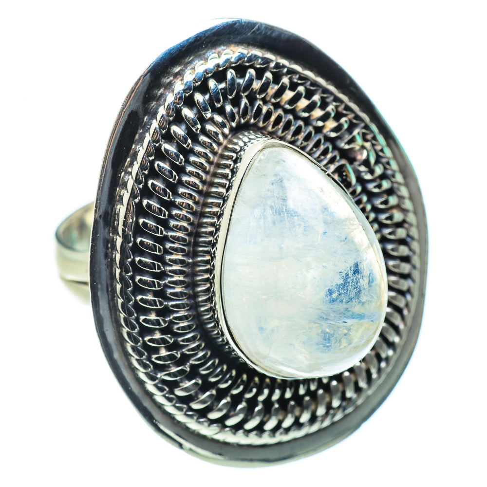 Rainbow Moonstone Rings handcrafted by Ana Silver Co - RING43852
