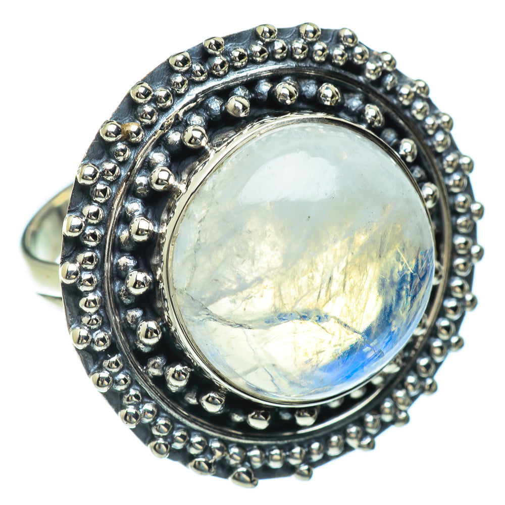 Rainbow Moonstone Rings handcrafted by Ana Silver Co - RING44114