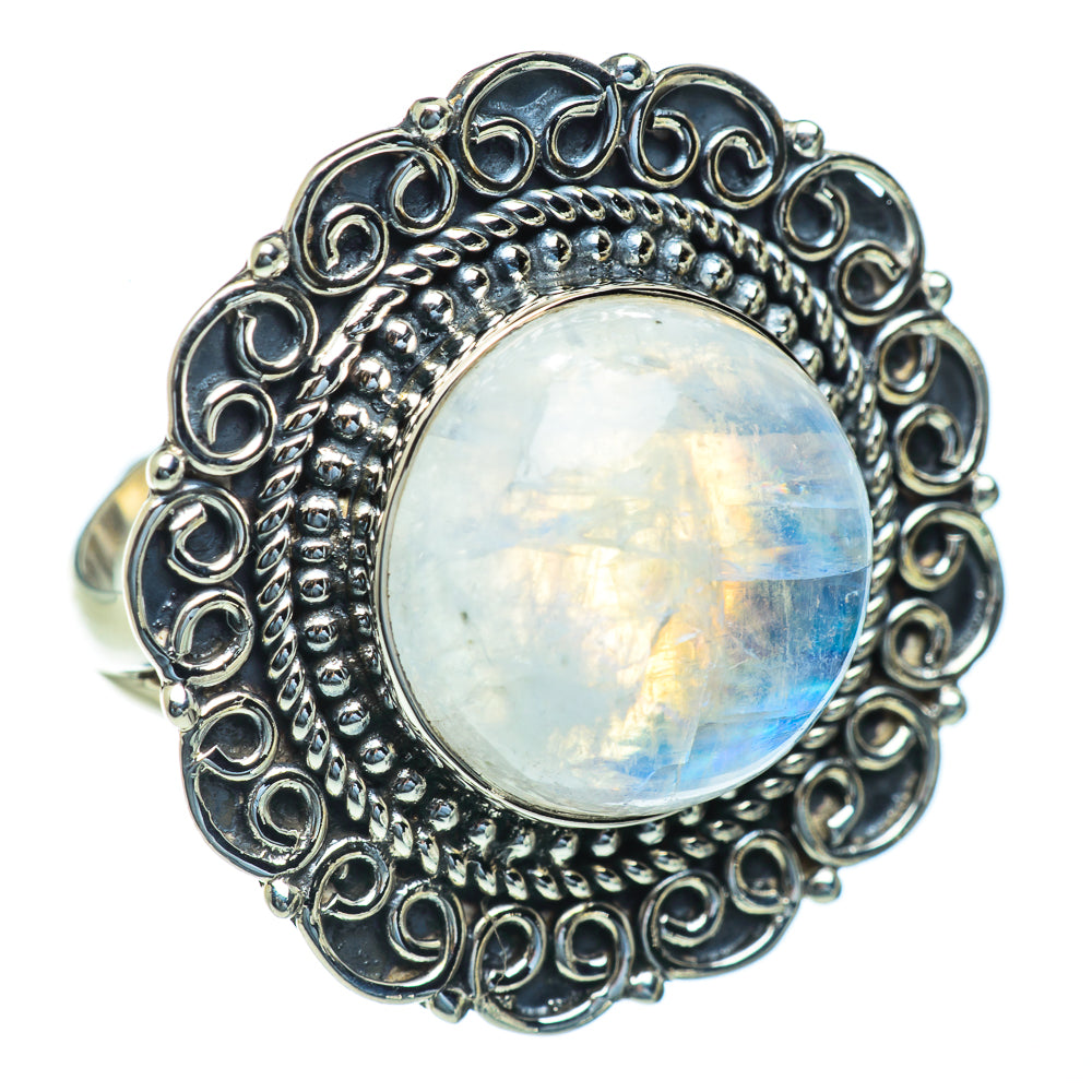 Rainbow Moonstone Rings handcrafted by Ana Silver Co - RING44260