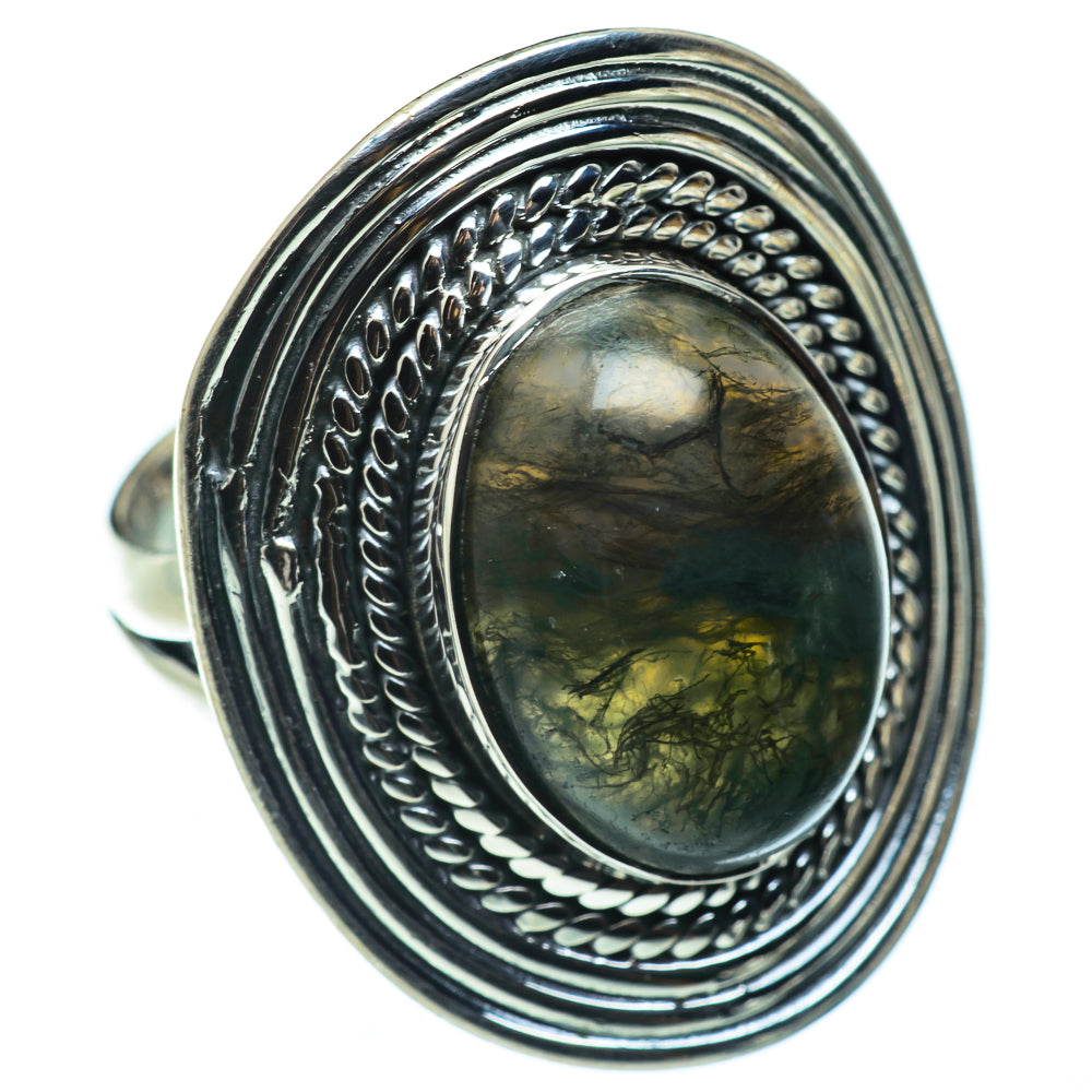 Green Moss Agate Rings handcrafted by Ana Silver Co - RING48808