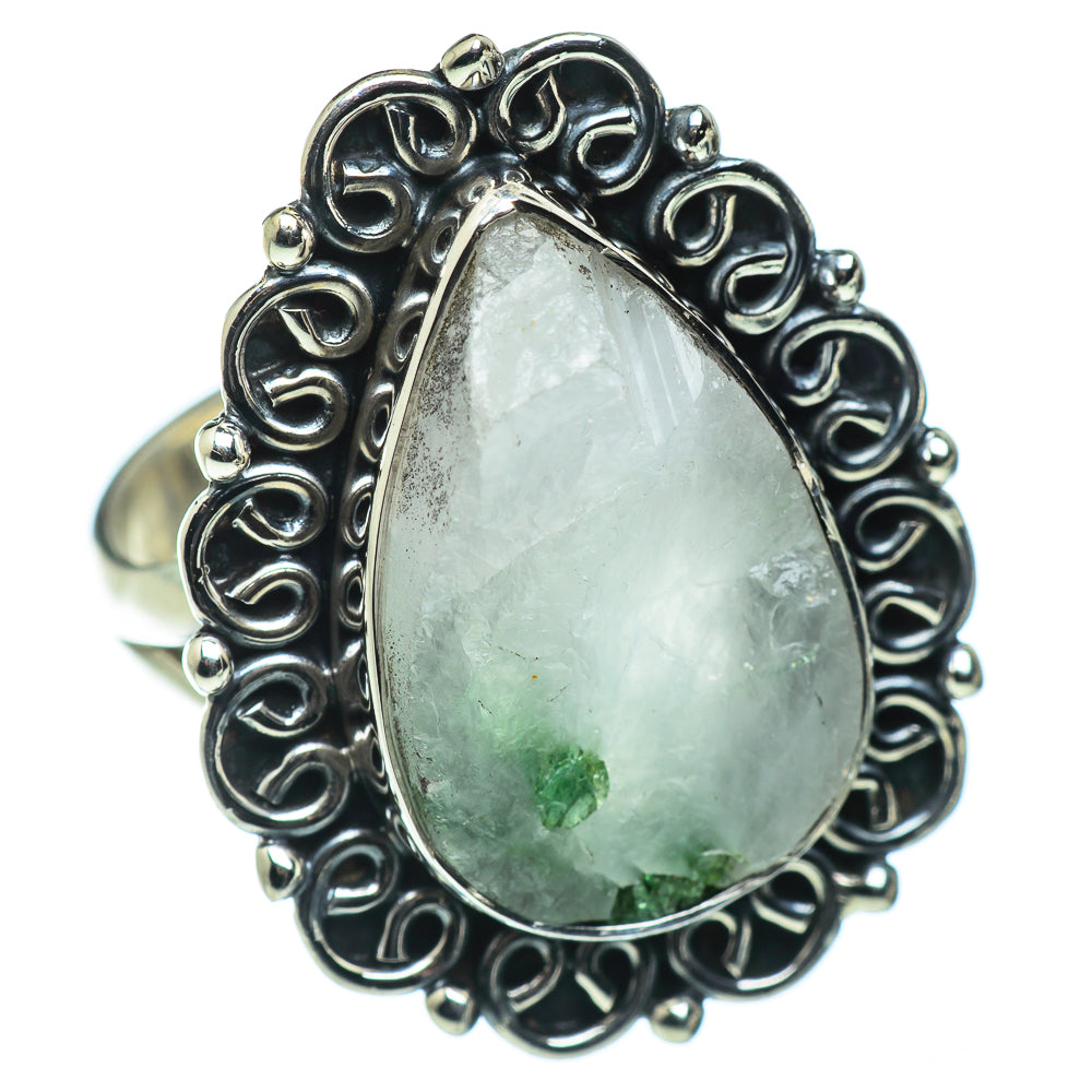 Green Tourmaline In Quartz Rings handcrafted by Ana Silver Co - RING49624