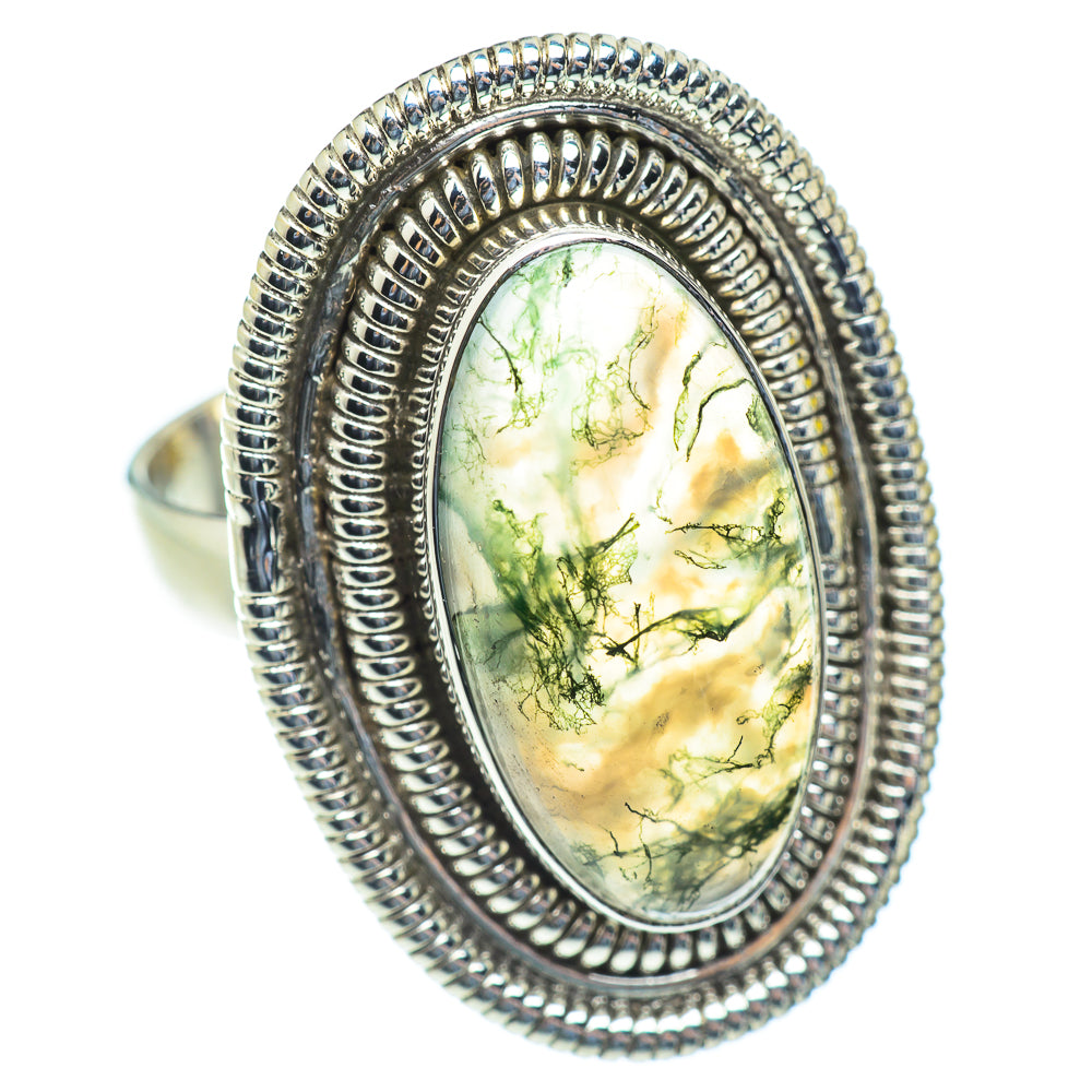 Green Moss Agate Rings handcrafted by Ana Silver Co - RING53867