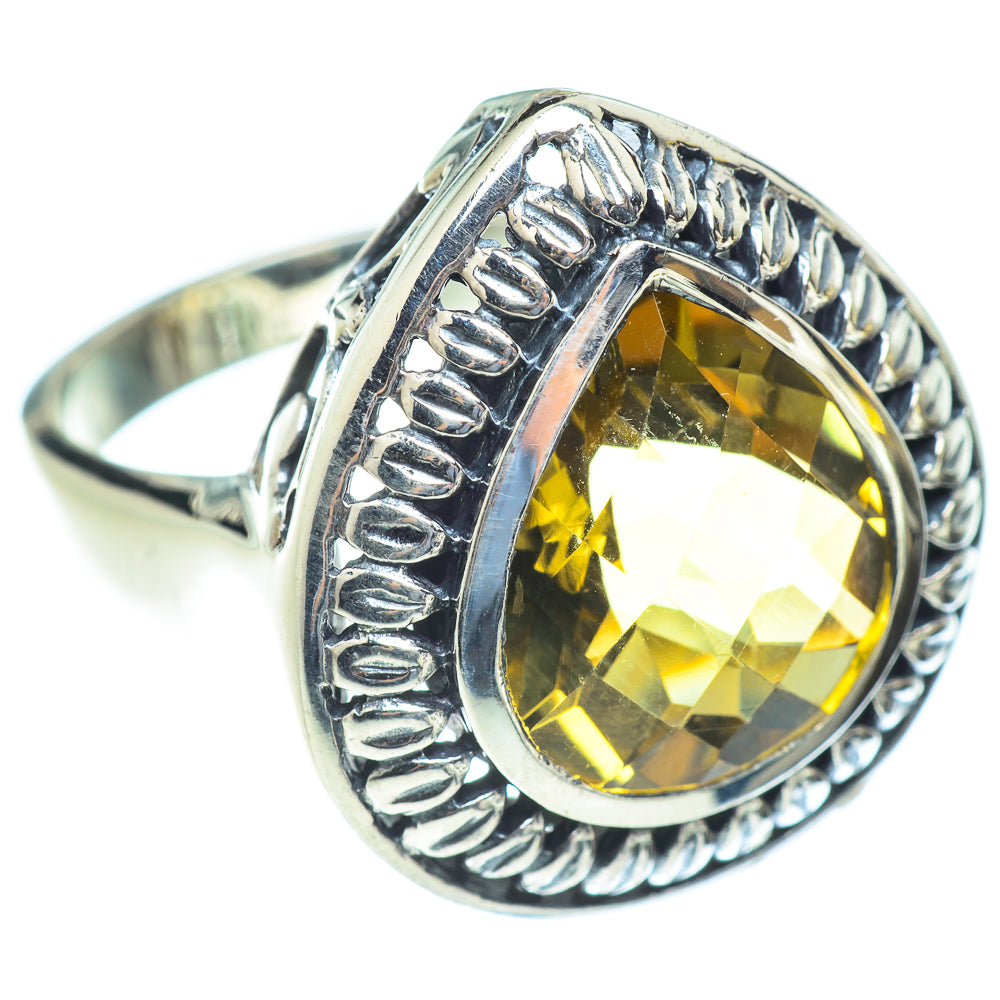 Large oval citrine gemstone ring in 925 sterling silver with ornate silver gallery