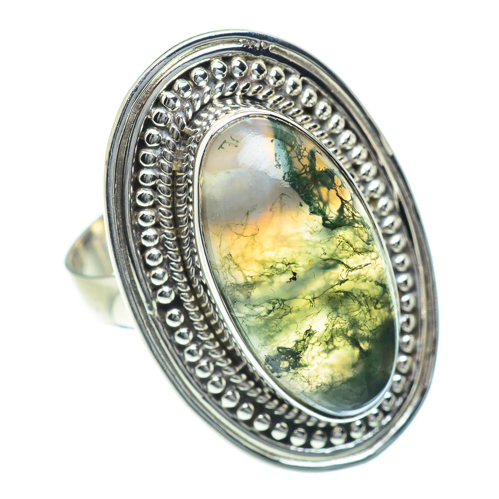 Green Moss Agate Rings handcrafted by Ana Silver Co - RING54367