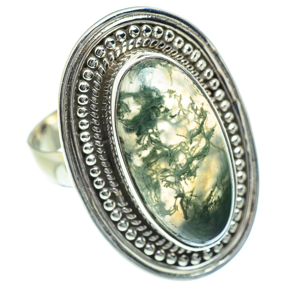 Green Moss Agate Rings handcrafted by Ana Silver Co - RING54411
