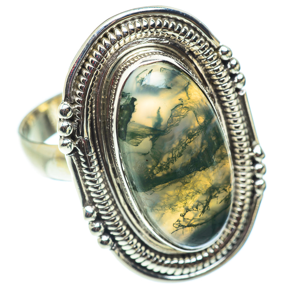 Green Moss Agate Rings handcrafted by Ana Silver Co - RING54790