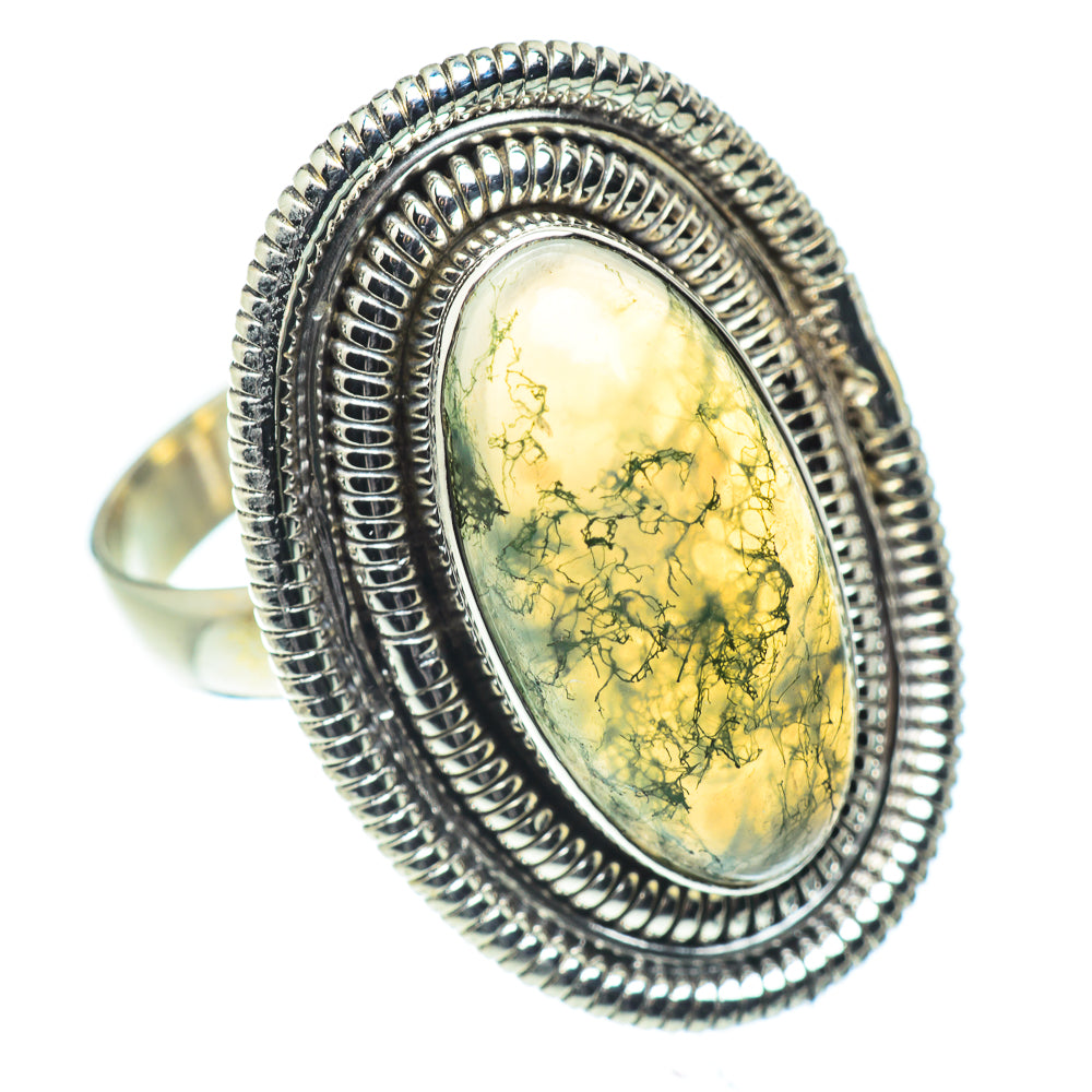 Green Moss Agate Rings handcrafted by Ana Silver Co - RING55399
