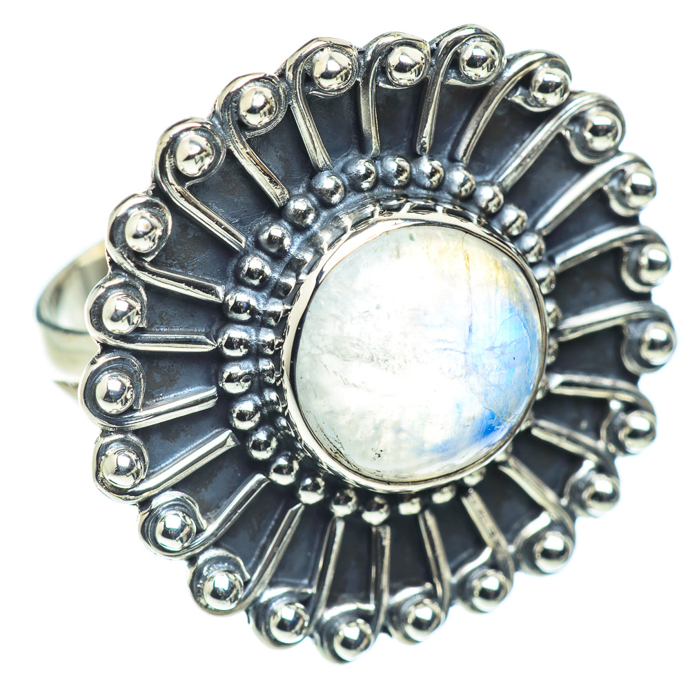 Rainbow Moonstone Rings handcrafted by Ana Silver Co - RING55526