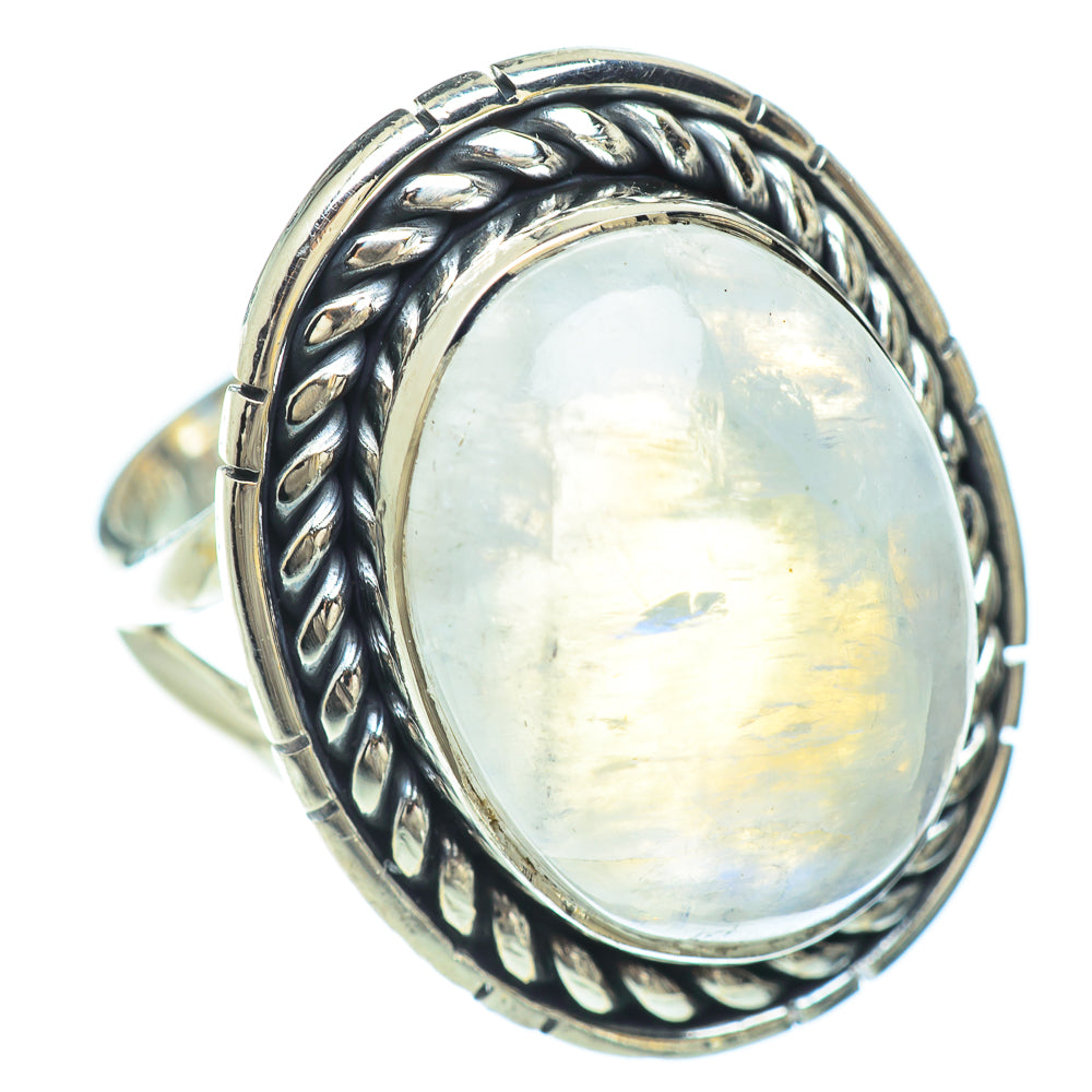 Rainbow Moonstone Rings handcrafted by Ana Silver Co - RING56327