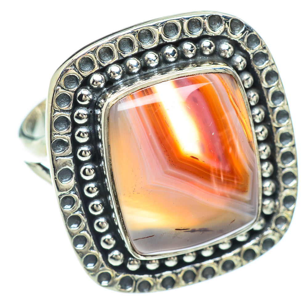 Orange Botswana Agate Rings handcrafted by Ana Silver Co - RING56495