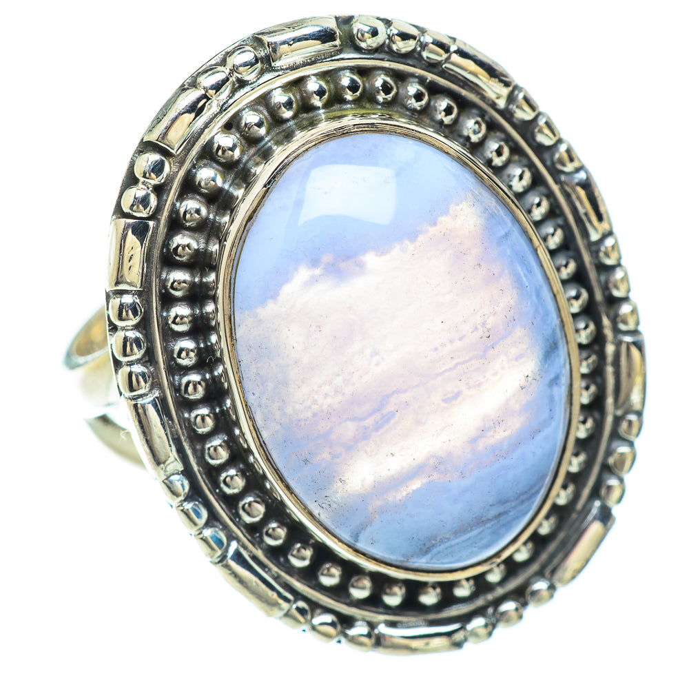 Blue Lace Agate Rings handcrafted by Ana Silver Co - RING56545