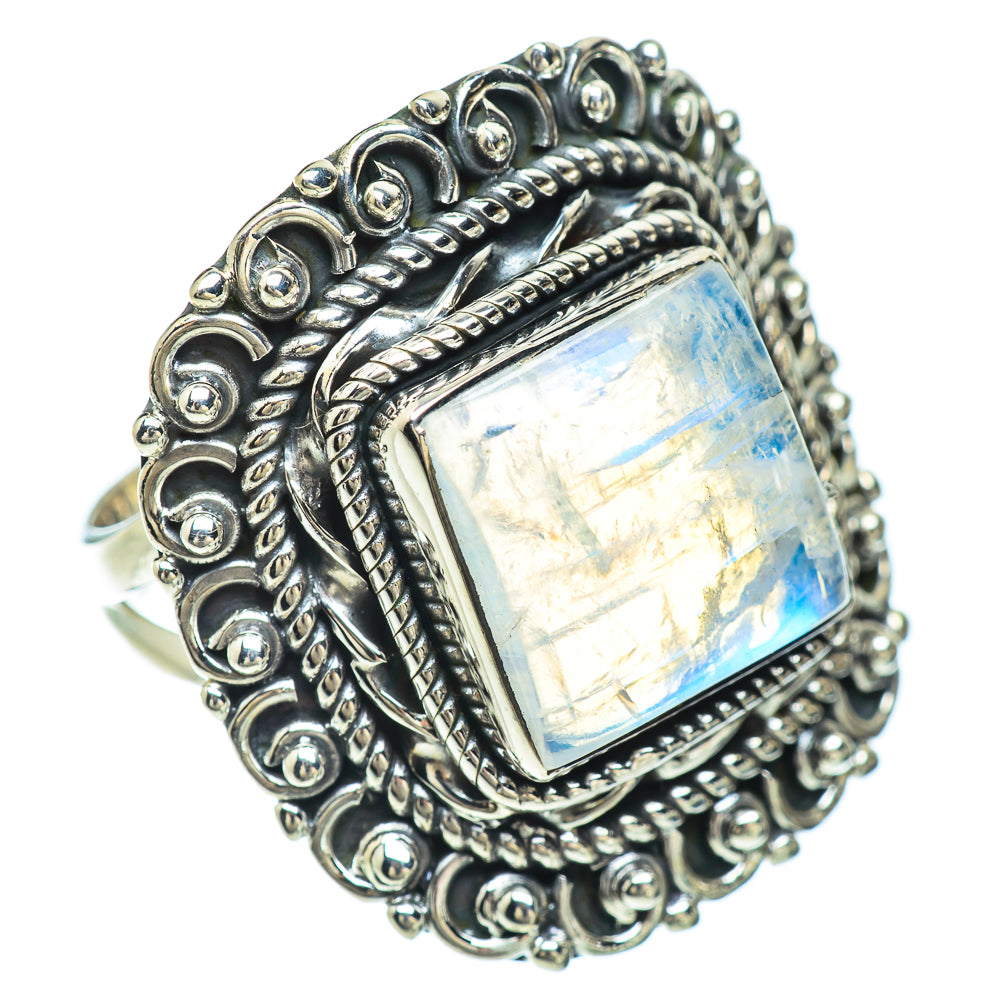 Rainbow Moonstone Rings handcrafted by Ana Silver Co - RING56589