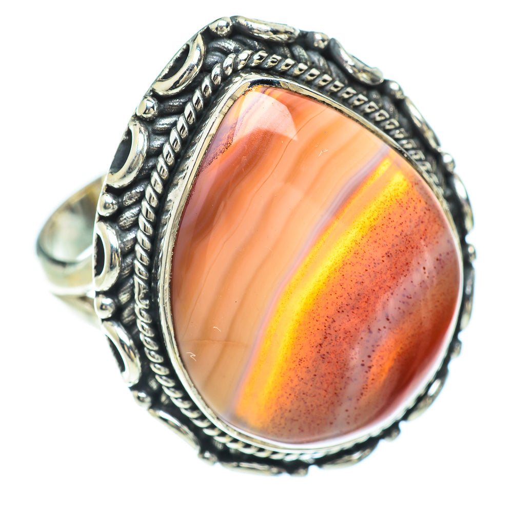 Orange Botswana Agate Rings handcrafted by Ana Silver Co - RING56607