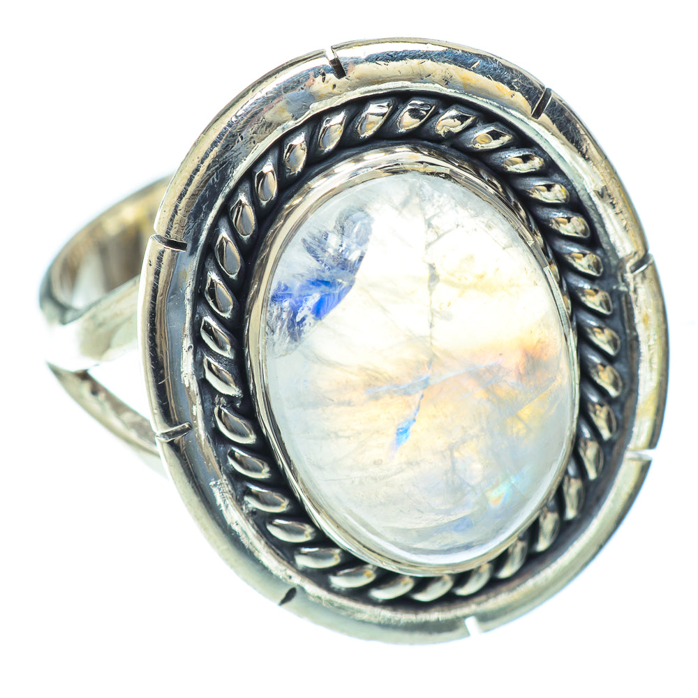 Rainbow Moonstone Rings handcrafted by Ana Silver Co - RING56660