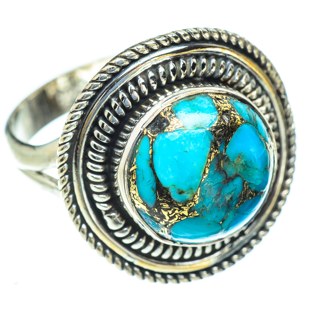 Blue Copper Composite Turquoise Rings handcrafted by Ana Silver Co - RING56741